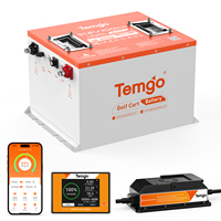 Batterie de chariot de golf au lithium 48V 100Ah 5,12 kWh avec affichage de l'indicateur SOC, BMS 200A et Bluetooth, plus de 5000 cycles