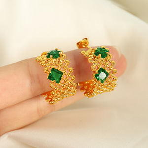 Geometric <b>Cuff</b> <b>Earrings</b> 18K Gold Plated Zircon Studs Party Jewelry EH151 - Product Image 4