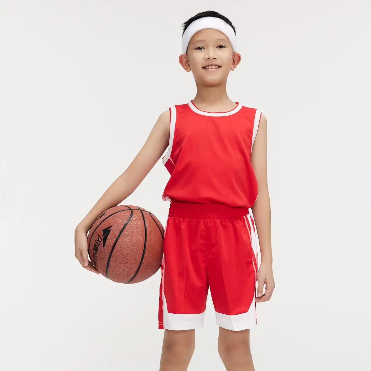 Set seragam basket anak, baju seragam basket desain biru merah muda untuk anak-anak