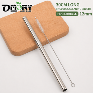 OMORY Pajita de Acero Inoxidable 304 de 30CM con Cepillo de Limpieza, Accesorios para Vasos y Bebidas - Product Image 1