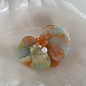 High Quality European and American Style Orchid Flower Hair Clips 6cm Acetate Sweet Pearl <b>Wedding</b> Hair <b>Accessories</b> for Women - Product Image 6