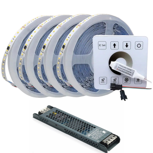 شريط إضاءة LED بتصميم حصان جاري، تيار مستمر 24 فولت، 120 مصباح/متر، 10 أو 20 متر، مع شريحة WS2811، إضاءة متتابعة بيضاء مع لوحة تحكم باللمس، شريط إضاءة LED ذكي - Product Image 1