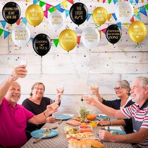 Globos de Decoración para Jubilación, Suministros para Celebrar la Jubilación, Globos Divertidos para Hombres y Mujeres, Decoración para Fiestas en Interiores (Negro, Blanco, Dorado) - Product Image 5