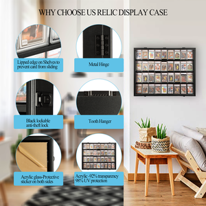 Giao dịch thẻ hiển thị trường hợp lớn màu đen ngang 36 phân loại thẻ thể thao hiển thị khung với Bảo vệ UV rõ ràng xem Acrylic - Product Image 4