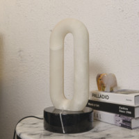 Lampe d'ambiance artistique ovale creuse en albâtre rechargeable, lumière d'ambiance en pierre pour villa, appartement, majlis, Ramadan, Aïd, décoration de table