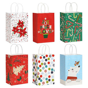 Kraft Christmas Gift Packaging <b>Paper</b> Bags With Handles Bulk <b>Paper</b> Bags for Xmas Holiday Party Favors <b>Wrapping</b> Presents - Product Image 5