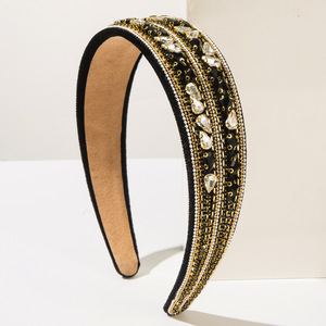 Diademas de terciopelo barroco retro, accesorios para el cabello de cristal brillante, postizos nupciales con tachuelas de diamantes para mujer - Product Image 3