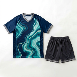 Maillot de football pour homme, col en V, manches courtes, impression dégradée sublimée, polyester respirant, coupe athlétique, toutes saisons - Product Image 1