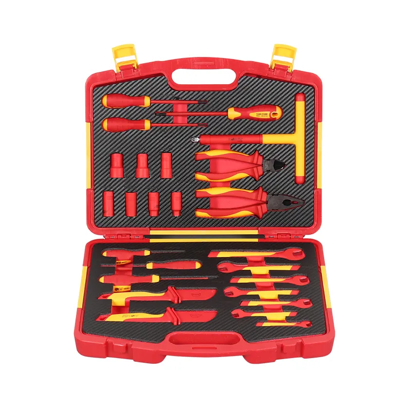 25PCS Insulated Hand Tools Set Including VDE insulated screwdriver And Insulated open end wrench In Blow Case