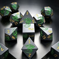 Ensemble de dés polyédriques en métal massif gravé de qualité supérieure, dragon, sept pièces, jeu de rôle pour soirée d'aventure sur table