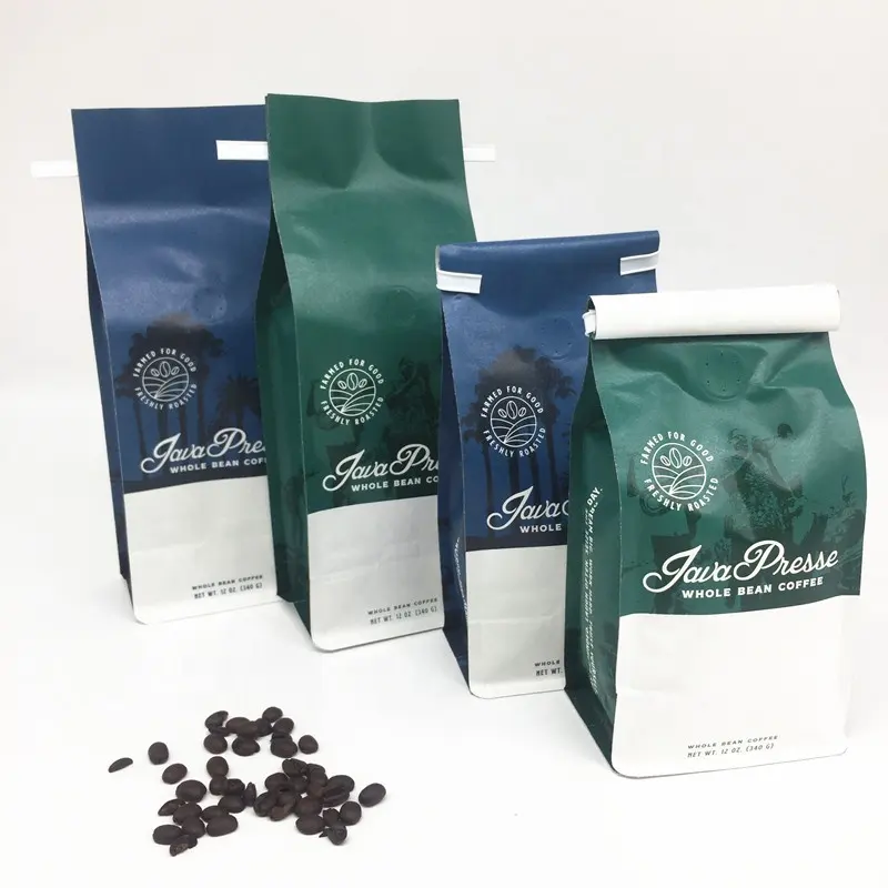 Custom Aluminum Foil Food Zip Lock Flat Bottom Pouch Stand Up Pouches Plastic Coffee Packaging Bags With Valve And Zipper