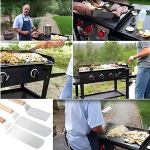 großhandel Grillzubehör-Kit Edelstahl-Grill mit flacher Platte und Spatulaschrauber