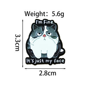 Broche créative en forme d'animaux de dessin animé (<span class=keywords><strong>chat</strong></span> et raton d'Inde), amusante et personnalisée avec des phrases en anglais, accessoire de mode en stock - Product Image 6