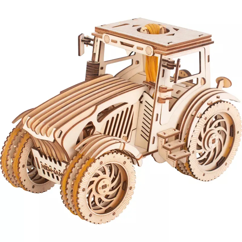 Nouveau tracteur mécanique Puzzle en bois et moto