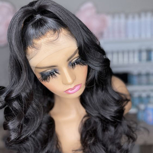 Perruque <span class=keywords><strong>Afro</strong></span> Lace Frontal Wig naturelle 13x4 — rxy, perruques cheveux humains, body wave, pre-plucked, Hd, pour femmes noires - Product Image 3