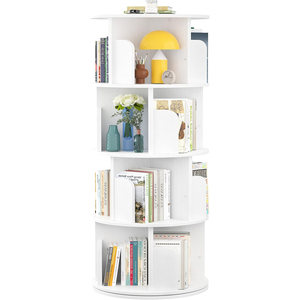 Étagère d'angle rotative en bois pour petit espace 360 affichage bibliothèque sur pied à 4 niveaux étagère de rangement étagère à livres étroite en bois - Product Image 1