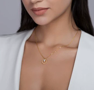 Collar con Colgante <span class=keywords><strong>Solitario</strong></span> Circular de Plata S925 de Lujo - Joyería Minimalista con Círculo Abierto para Mujer, Uso Diario, Regalo - Product Image 3