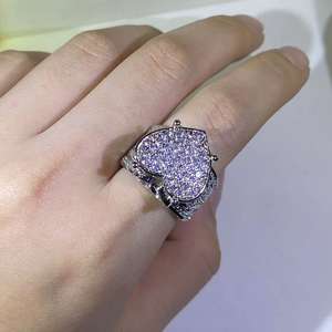 Anello a forma di cuore Vintage promessa diamante simulato cz argento fidanzamento fedi nuziali anelli per donna uomo gioielli - Product Image 3