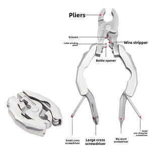 Outil multifonction <span class=keywords><strong>9</strong></span>-en-1 de poche, mini-outil portable en acier inoxydable EDC, pinces multifonctions Turtle Back pour homme - Product Image 3
