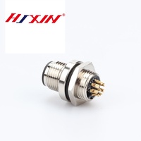 Conector de Panel PCB M8, Código A, Enchufe Metálico Impermeable de Montaje Trasero de 3/4/6/8 Pines, Enchufe con Brida