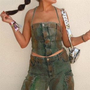 L4849-ladies Vêtements d'été Jeans Top pour femmes Tops <span class=keywords><strong>Bustier</strong></span> <span class=keywords><strong>Femme</strong></span> - Product Image 1