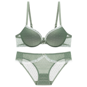 Reggiseno push-up a coppa 3/4 <span class=keywords><strong>con</strong></span> <span class=keywords><strong>ferretto</strong></span> per ragazze delle scuole superiori, <span class=keywords><strong>con</strong></span> slip hipster in pizzo traspirante - Product Image 1