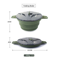 Pot pliable de camping en silicone pour la randonnée, ensemble de cuisine portable pour le camping, ustensiles de camping en acier inoxydable