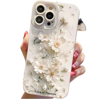 Coque de téléphone portable en TPU avec impression florale, protection précise de l'objectif pour iPhone 15 11 12 13 14 Pro Max