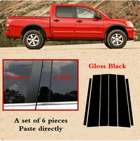 Adecuado para Nissan Titan Crew, panel de cubierta de marco de puerta lateral de coche, decoración de ventana, pegatina de pilar central negro brillante