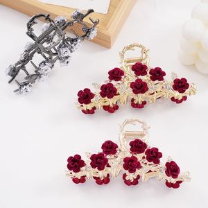 Pince à cheveux rose fleur en peluche pince à cheveux strass laisse pince requin grands accessoires de cheveux <span class=keywords><strong>anciens</strong></span> - Product Image 6