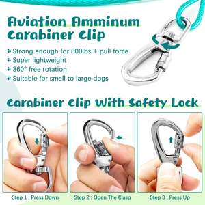 Penjualan terlaris kabel ikat anjing 30 kaki/50 kaki dengan penyangga musim semi untuk anjing hingga 250lbs - Product Image 5