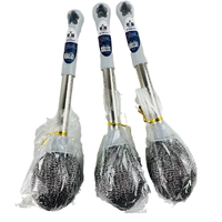 Nouvelle conception Brosse à boule en fil d'acier inoxydable à long manche pour casseroles, poêles, bouteilles – Éponge à récurer en acier pour cuisine
