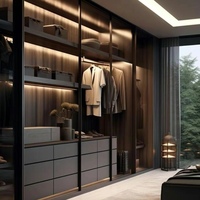 Armoire de chambre à coucher moderne Knock-Down Grande armoire en placage de bois pour le rangement des vêtements pour l'appartement, la villa ou la maison
