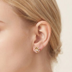 Geometric Zircon Stud <b>Earrings</b> Gold Color Cartilage <b>Piercing</b> Jewelry Fashion Accessory - Product Image 1