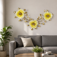 Décoration Murale - Vente Fabricant - Accent Mural pour la Maison 69.85*6.35*45.09CM Gris Blanc Or Métal - Décoration de Luxe pour la Maison