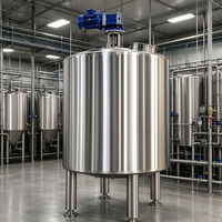 Réservoir sanitaire monocouche en acier inoxydable poli 304 de 500 à 50 000 L pour brasserie, mélange en lots avec unité de transmission à engrenages réducteurs