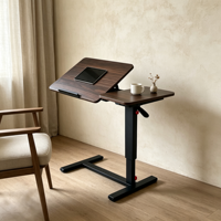 Bureau en bois moderne et minimaliste à hauteur réglable avec système de levage hydraulique et roulettes pour bureau à domicile, salle d'étude ou salon