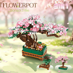 Set di Costruzioni 3 <span class=keywords><strong>Stili</strong></span> Diversi: Albero Bonsai di Ciliegio, Giocattoli <span class=keywords><strong>Educativi</strong></span>, Mattoncini Botanici, Regalo - Product Image 4