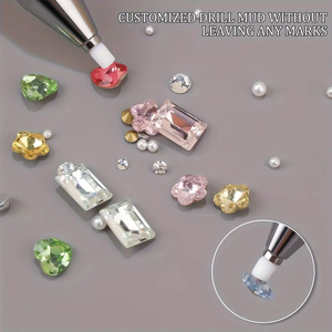 Gradient Point Drill Wax Stick With Self-Adhesive Rotating Nail Art <b>Tool</b>, Portable Dotting Pen for Nail Salon Use Nail Art Pen - Product Image 2