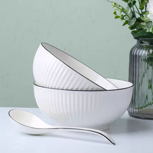 Ciotole e Piatti in Ceramica Bianca Smaltata Personalizzati da 7 Pollici, Grandi Ciotole in Porcellana con Logo Personalizzato per Matrimoni - Product Image 5