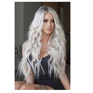 Perruque frontale en dentelle HD transparente 13x6, couleur <span class=keywords><strong>blond</strong></span> platine cendré, pré-épilée 13x4 # Perruque en cheveux humains blancs à dentelle complète 60 cm - Product Image 5