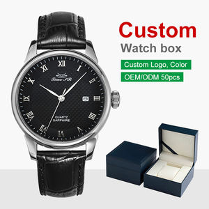 Reloj de Cuarzo MEDEO de Lujo <span class=keywords><strong>para</strong></span> Hombre, Cristal Mineral, Correa de Cuero, Caja de Acero Inoxidable, Movimiento Miyota, Resistente al Agua, Digital - Product Image 1