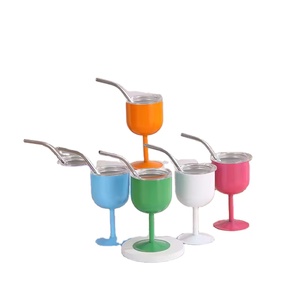 Meilleur gobelet à vin en acier inoxydable à sublimation de 4 oz, double paroi sous vide, mini verre à liqueur, mini gobelets à vin avec paille - Product Image 1