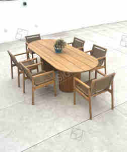 Ensemble <span class=keywords><strong>table</strong></span> et chaises <span class=keywords><strong>de</strong></span> salle <span class=keywords><strong>à</strong></span> <span class=keywords><strong>manger</strong></span> en bois massif moderne pour <span class=keywords><strong>salon</strong></span>, <span class=keywords><strong>jardin</strong></span>, hôtel, restaurant, design <span class=keywords><strong>de</strong></span> mobilier - Product Image 2
