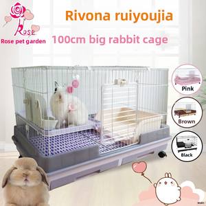 <span class=keywords><strong>Cage</strong></span> à lapin de luxe Riyoka 100 cm à double tiroir, villa pour lapin 80 cm, violet, maison Ruiyou, anti-éclaboussures d'urine, motif solide, <span class=keywords><strong>cage</strong></span> pour animaux de compagnie - Product Image 3