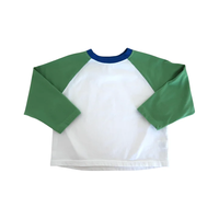 Vente en gros de vêtements pour enfants T-shirt à blocs de couleurs raglan T-shirts basiques à manches longues pour bébés printemps et été