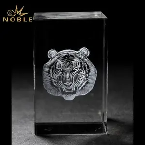 3D Laser Khắc Tiger Animal Crystal Cube Giải Thưởng