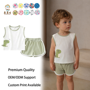 Conjunto <span class=keywords><strong>de</strong></span> Ropa Guai Premium Suave y Transpirable para Niños y Niñas con Camiseta sin Mangas y Pantalones Cortos para Jugar en Verano, para 0-2 Años - Product Image 1