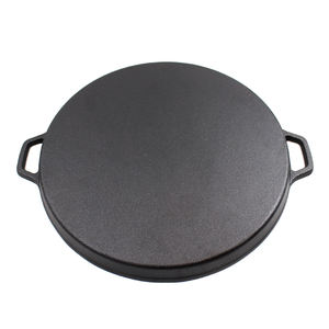 Sartén redonda plana <span class=keywords><strong>de</strong></span> hierro fundido para hornear, 14 pulgadas, para pizza - Product Image 4