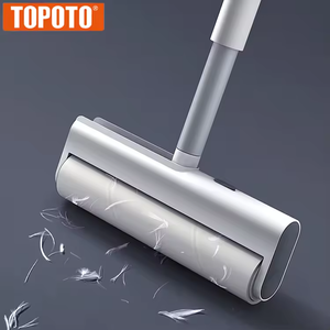 Topoto ลูกกลิ้งพลาสติกแบบพับได้พกพาได้ด้ามยาวกระดาษเหนียวนำกลับมาใช้ใหม่ได้แปรงทำความสะอาดพื้นกาวลูกกลิ้งผ้าสำลีขนาดใหญ่ - Product Image 3